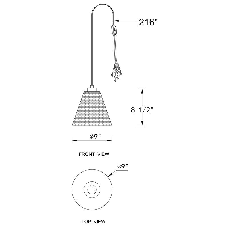 1-Light Plug-in Swag Pendant Light with Hand-woven Rattan Shade - Natural Rattan