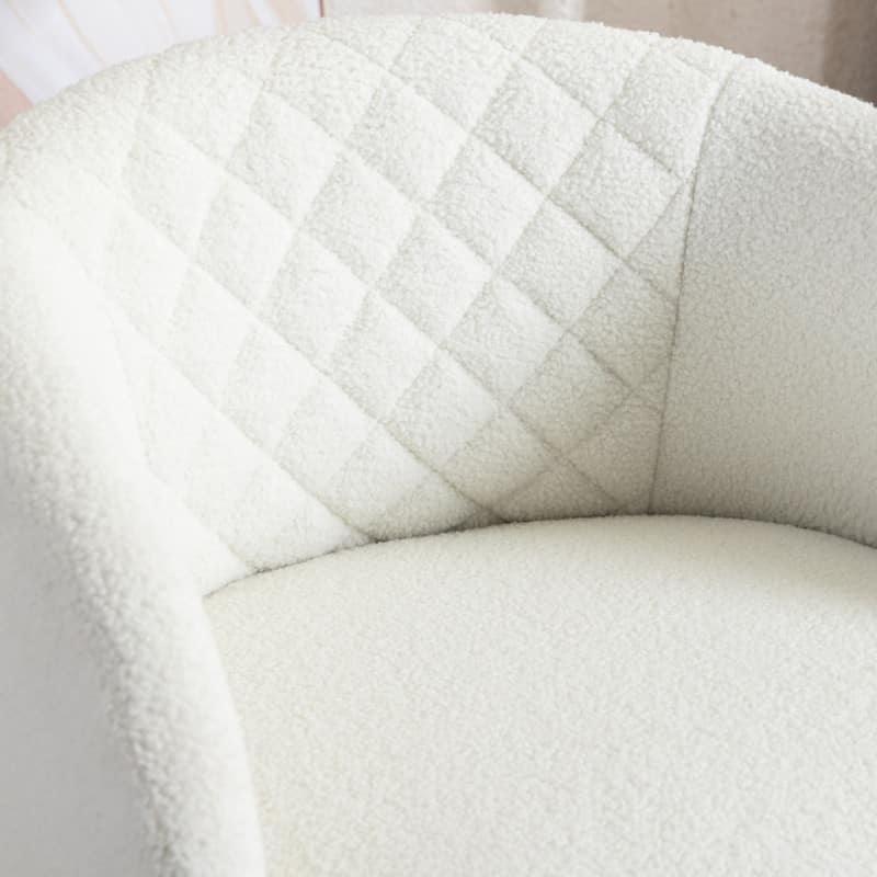 21.06"Seat Width Soft Teddy Fabric Swivel Chair For Living Room
