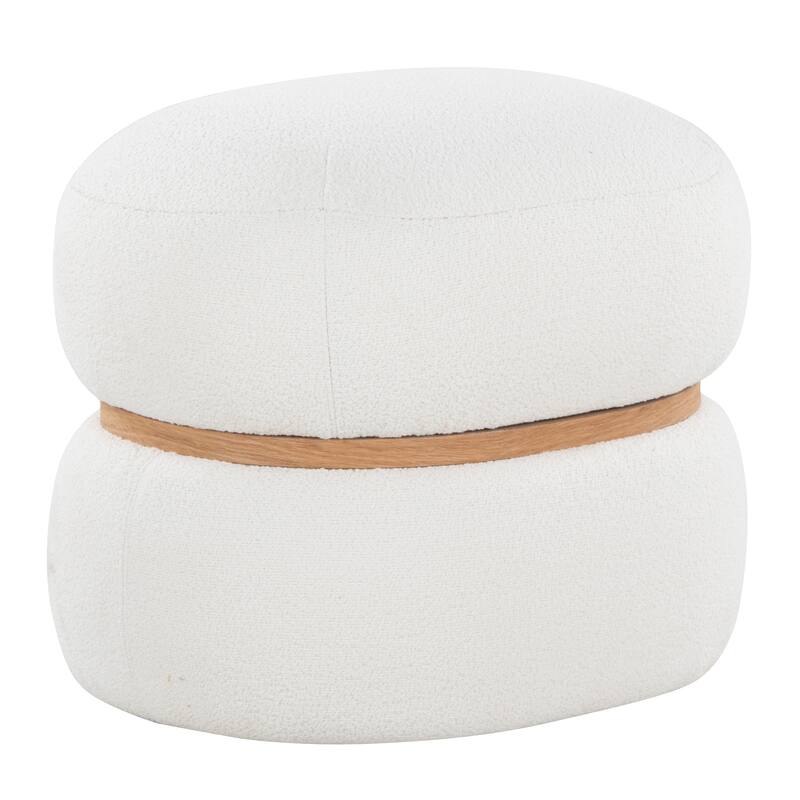 Carson Carrington Lena Pouf Ottoman with Natural Wood Accent