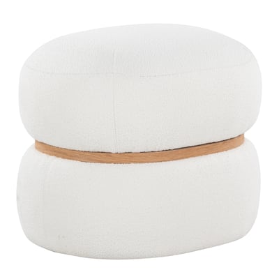 Cinch Contemporary Pouf Ottoman in Fabric and Natural Wood by LumiSource