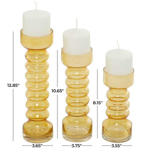 The Novogratz Ribbed Colored Glass Candle Holder (Set of 3) On Sale