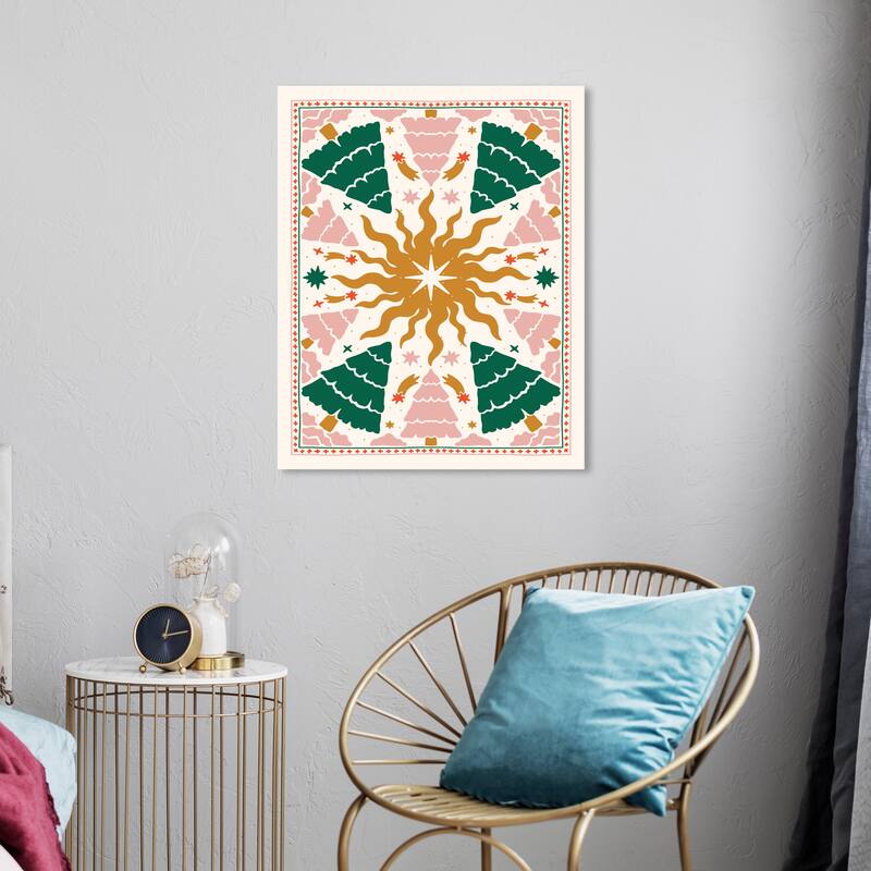 Wynwood Studio Canvas Holiday and Seasonal Christmas Trees Floor Map Green Modern & Contemporary Wall Art Canvas Print - 20 x 24