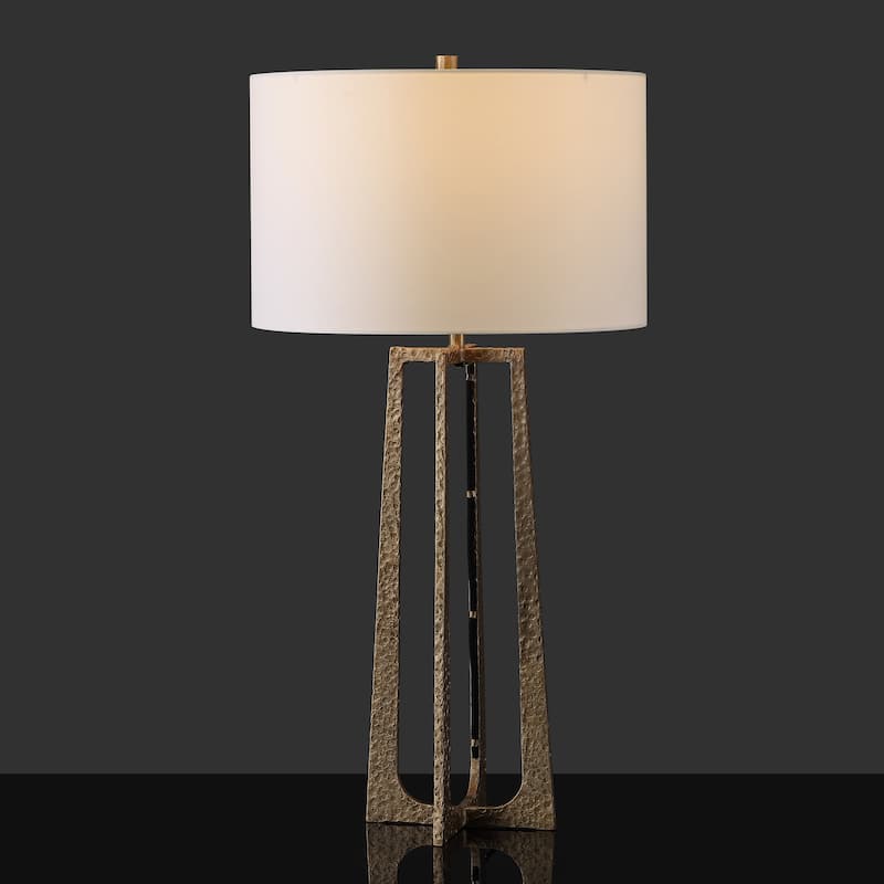 SAFAVIEH Couture Pollyanna Metal Base Table Lamp - 16Wx16Dx32H - Antique Brass/White