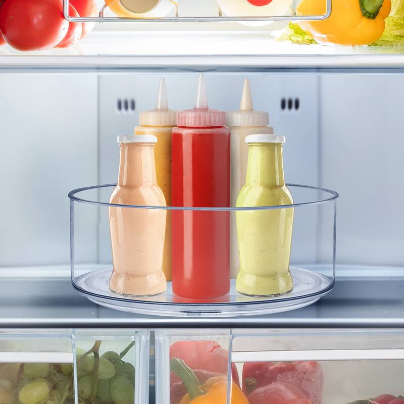 Lazy Susan Open Plastic Storage Bins, Round Clear Organizer Containers