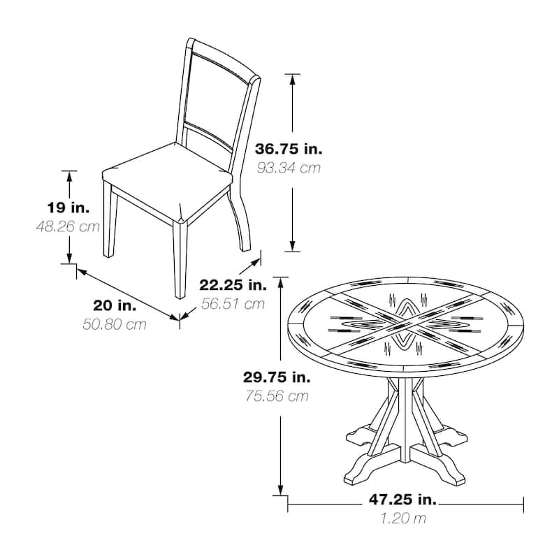 5 Piece Flower Dining Set