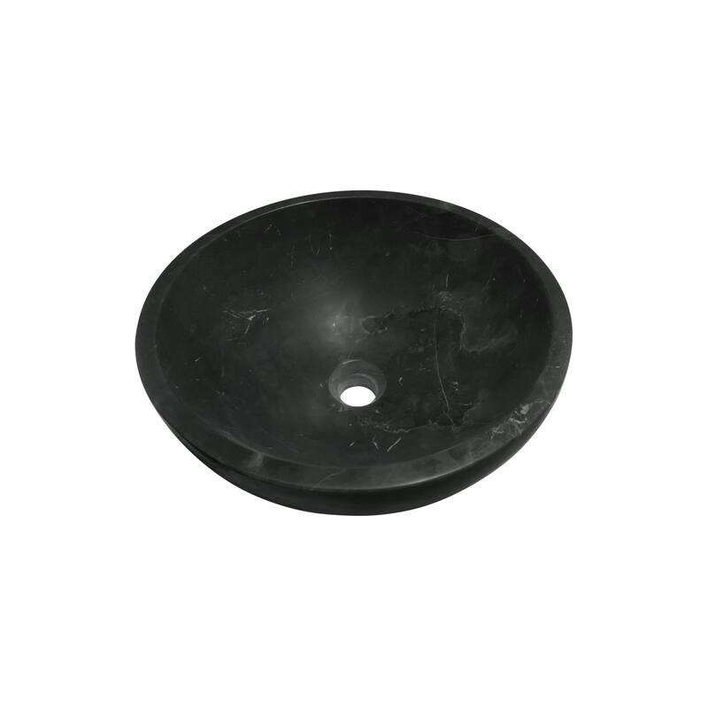 Roomfitters Marble Bathroom Vessel Sink, Natural Stone Countertop Wash Basin, Round Matte Vanity Bowl, Above Counter, Dark Grey