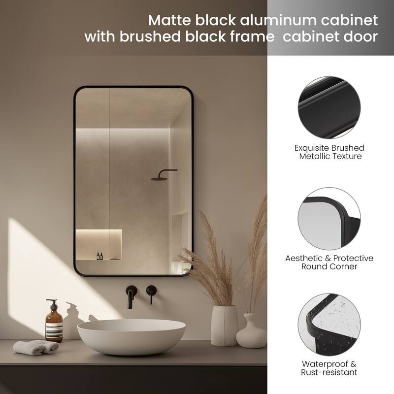 Talayuela Rectangular Aluminum Framed Medicine Cabinet with Mirror