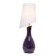 preview thumbnail 10 of 9, Curved Purple Ceramic Table Lamp with Asymmetrical White Shade