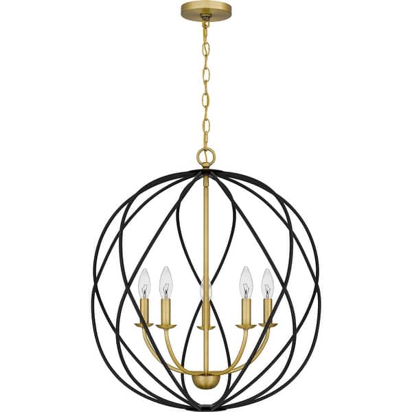 slide 2 of 7, Bryn Five Light Pendant Aged Brass