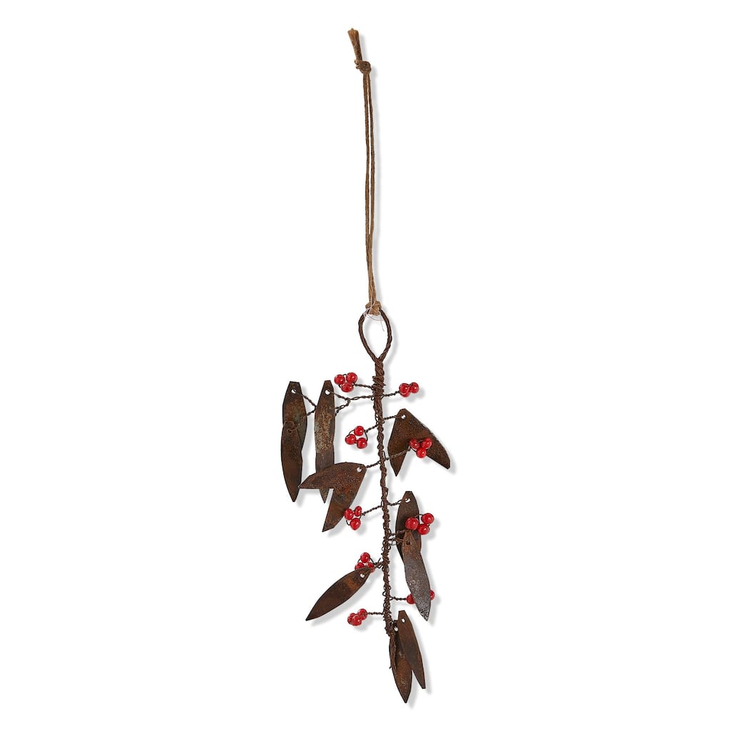 Weathered Willow Leaves & Berries Tree Ornaments - Multicolor Botanical Holiday Decor, 6" H x 1.5" L x 1.5" W