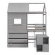 preview thumbnail 7 of 6, Gray Twin Size Solid Wood House Loft Bed with Storage Desk, Drawer Chest