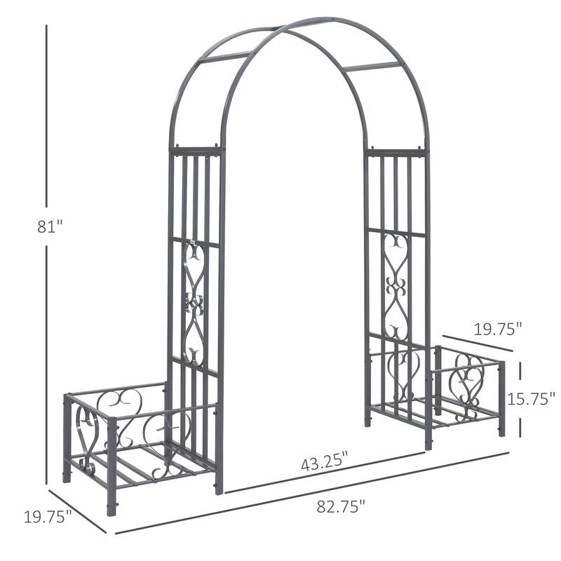 Outsunny 6.7' Steel Garden Arch Arbor with Scrollwork Hearts