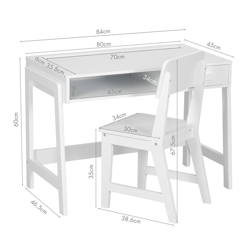 COSTARS Kids Desk and Chair Set: Wooden Study Table with Drawers & Ergonomic Chair for Bedroom & Study Room