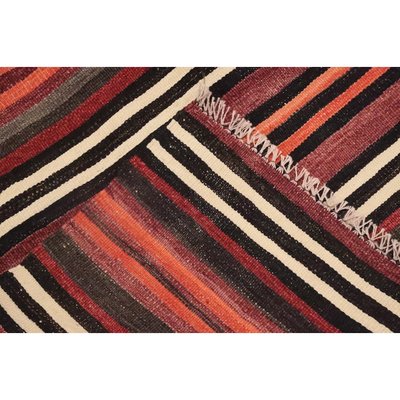 Hand Woven Oriental 100% Wool Carpet Southwestern Geometric Oranges & Rust Kilim Area Rug - 8' 1'' X 5' 0''