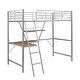 preview thumbnail 13 of 15, Twin Size Metal Loft Bed with L-Shaped Desk & Shelf & Full-Length Guardrail & Ladders