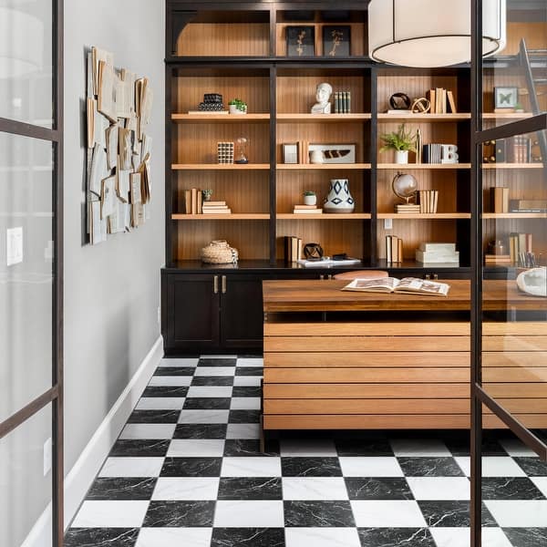 Merzoni Checker Ruzzini 17-7/8 in. x 17-7/8 in. Porcelain Floor and Wall Tile (11.1 sq. ft./Case) Merzoni Checker Ruzzini 17-7/8 in. x 17-7/8 in. Porcelain Floor and Wall Tile (11.1 sq. ft./Case)