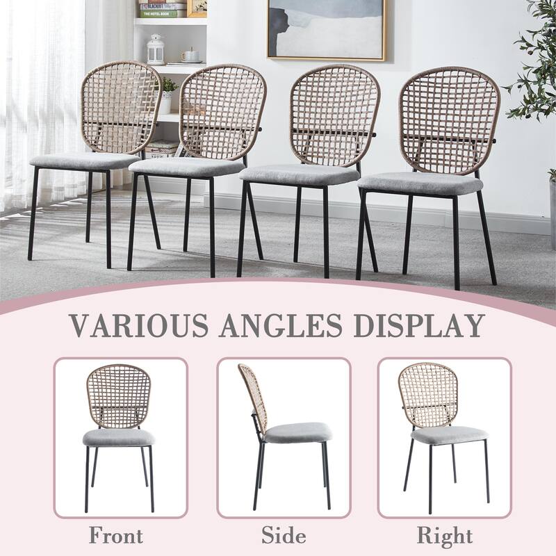 Tengbian household iron dining chairs, set of four backrests and chairs, dining tables and chairs