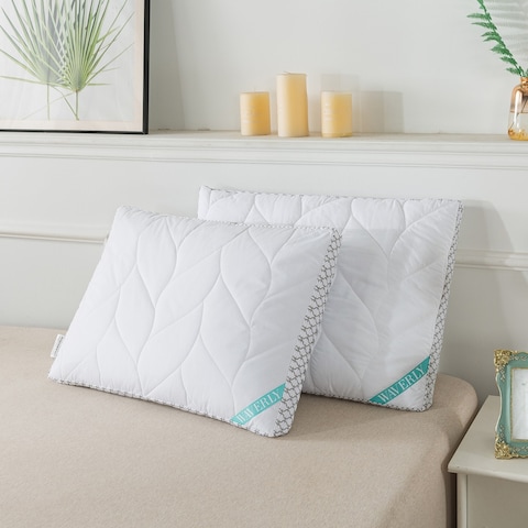 Waverly Antimicrobial Quilted Nano Feather Pillow with Gusset - White
