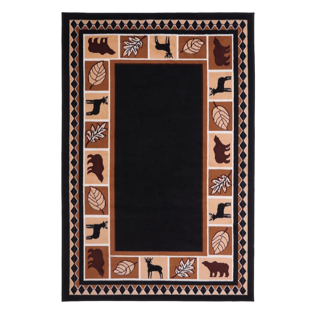 Furnish my Place Black Wildlife Bear Rustic Moose Area Rug