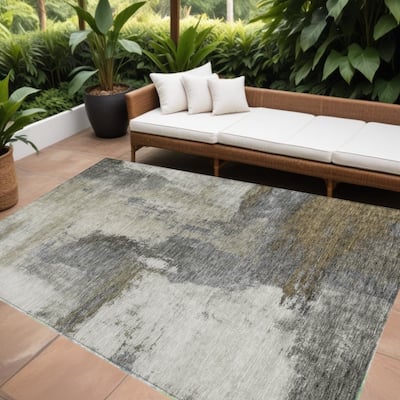 HomeRoots Abstract Transitional Rectangle Outdoor Rug