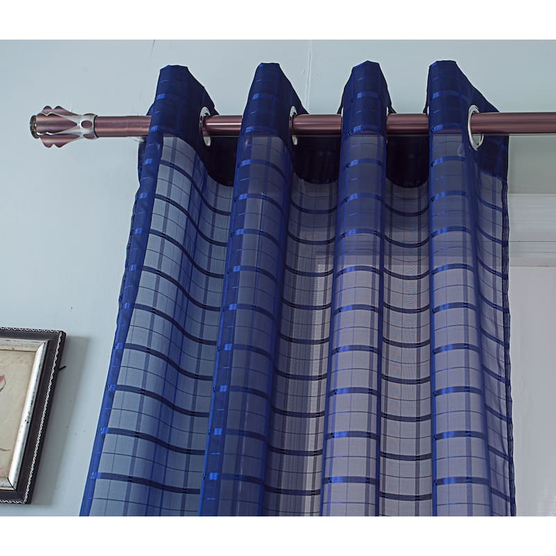Wanda Striped Box Voile Single Grommet Curtain Panel - (1x) 54 x 90 in.