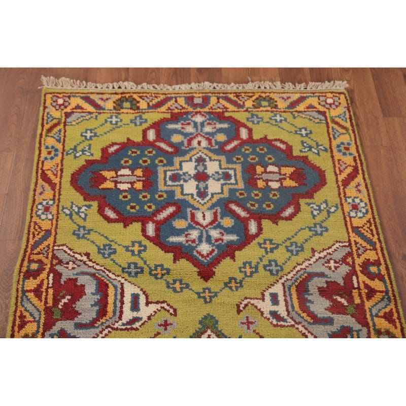 Geometric Kazak Runner Rug Handmade Wool Carpet - 2'7"x 9'11"
