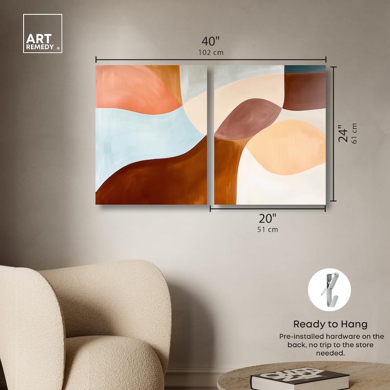 Shapes Revisited II Canvas Set of 2 by Art Remedy, Gallery Wrapped