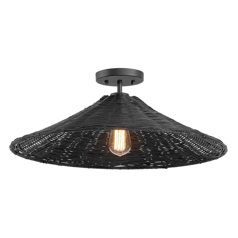Trade Winds Lighting 1-Light Wicker Ceiling Light