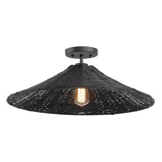 Trade Winds Lighting 1-Light Wicker Ceiling Light
