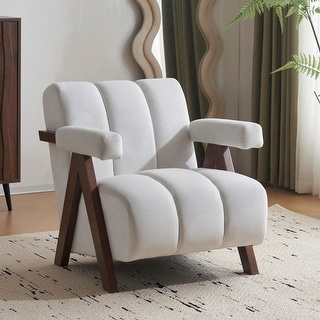 Mid-Century Modern Accent Chair with Solid Wood Frame - Bed Bath ...