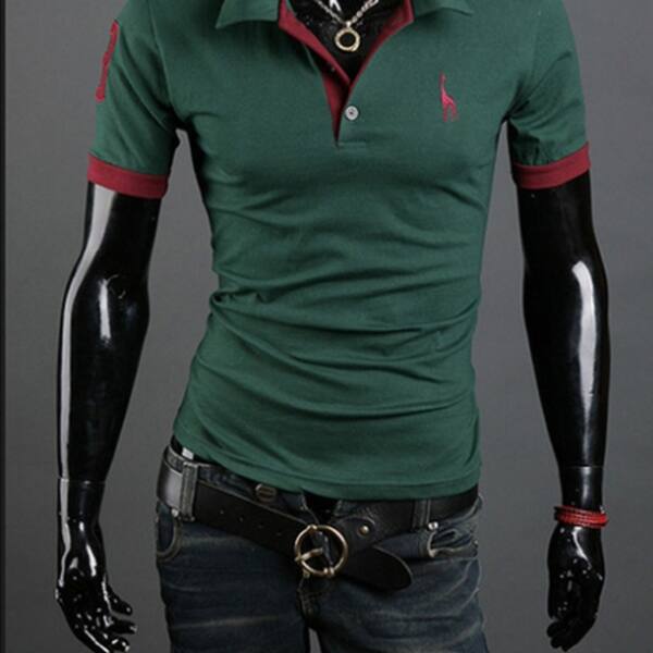 Shop Mens Casual Tops Tee V Neck Polo Shirts Slim Fit Short Sleeve
