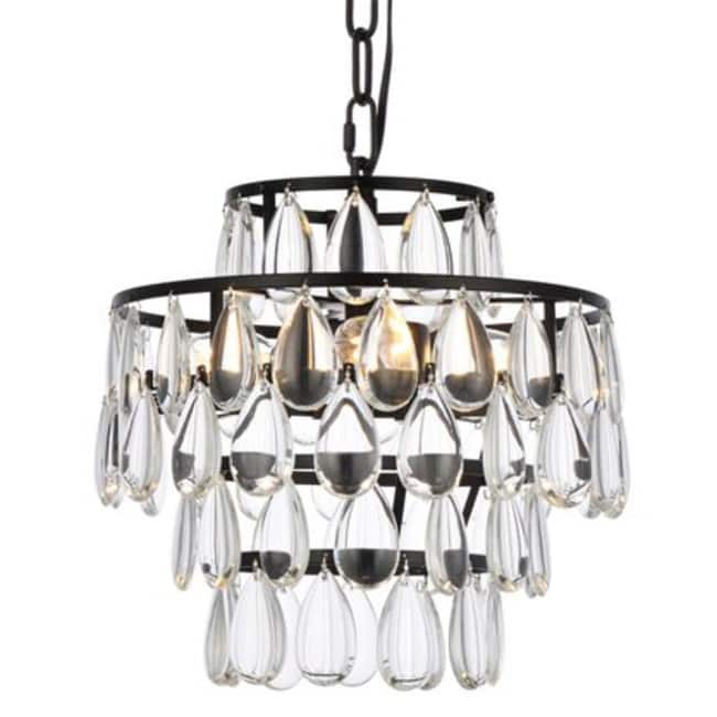 Elegant Lighting 1102D12 Mila 3 Light 12" Wide Crystal Pendant with