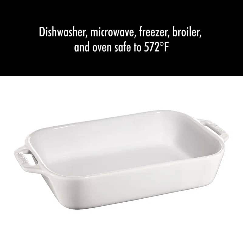 2 Piece Ceramic Stoneware Casserole Dish Set Non-Stick Rectangular Baking Dishes Oven Safe