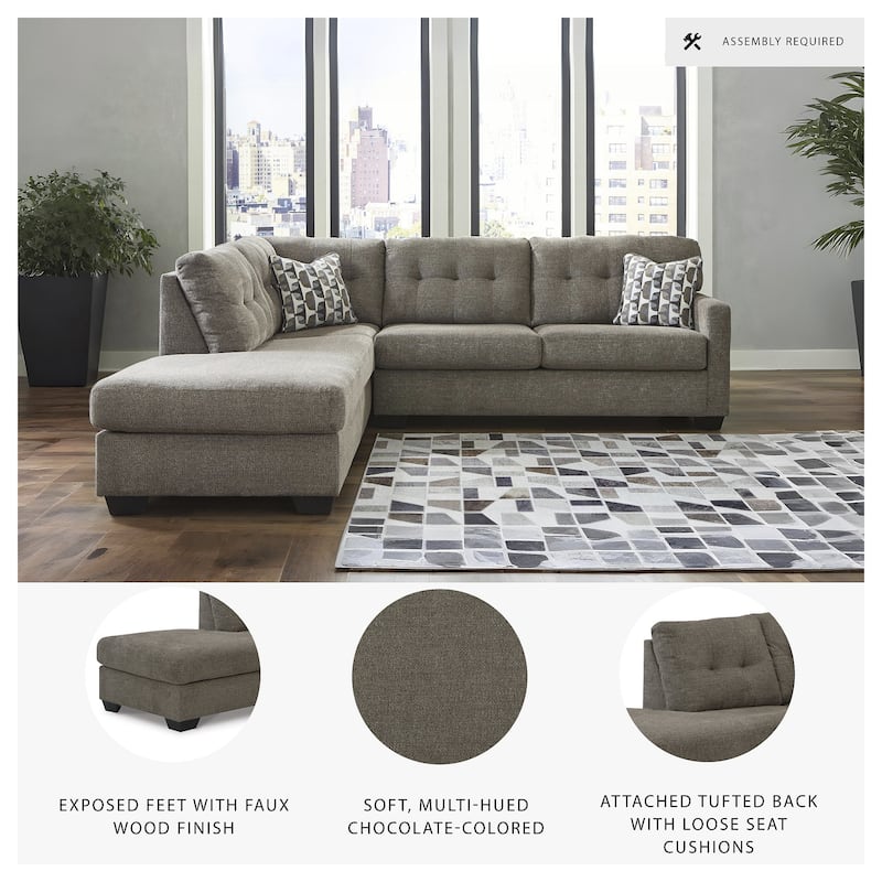 Signature Design by Ashley Mahoney 2-Piece Sleeper Sectional with Chaise - 105"W x 90"D x 37"H
