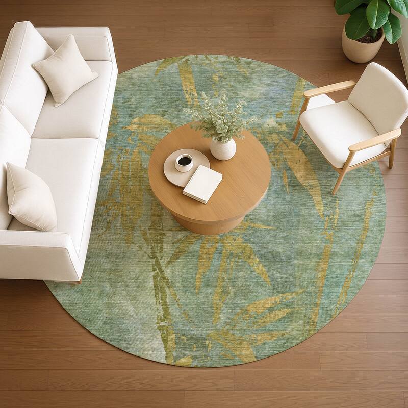 Machine Washable Indoor/ Outdoor Modern Floral Chantille Rug