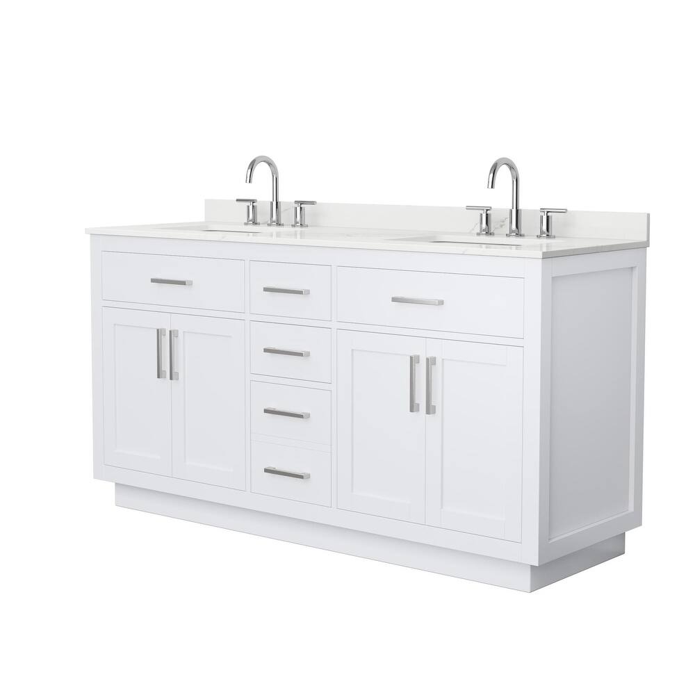 Beckett TK 66-inch Double Vanity, 3 Hole Quartz Top