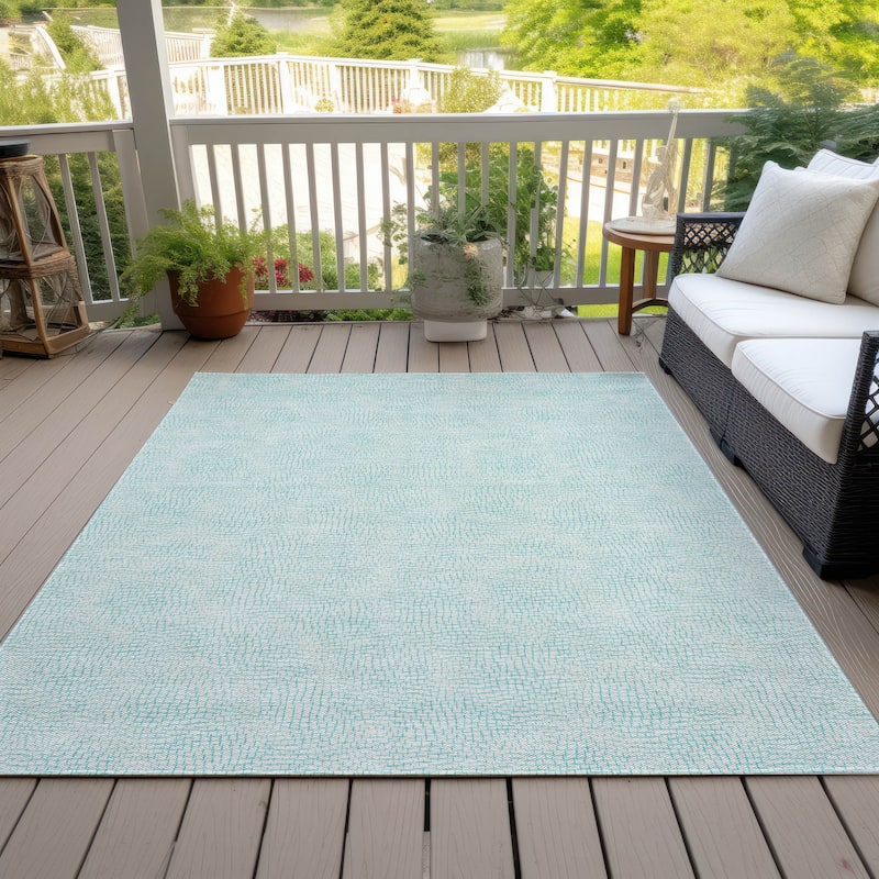 Machine Washable Indoor/ Outdoor Solid Causal Chantille Rug