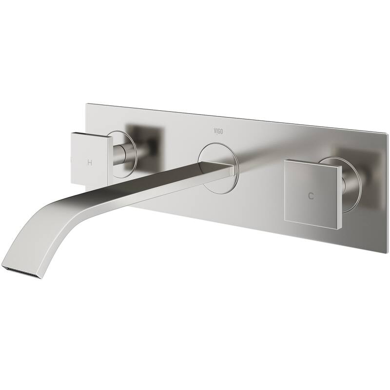 VIGO Titus 3" H 2-Handle Wall Mount Bathroom Faucet - Brushed Nickel