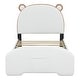 preview thumbnail 11 of 14, Twin Size PU Upholstered Platform Bed with Bear Shaped Headboard