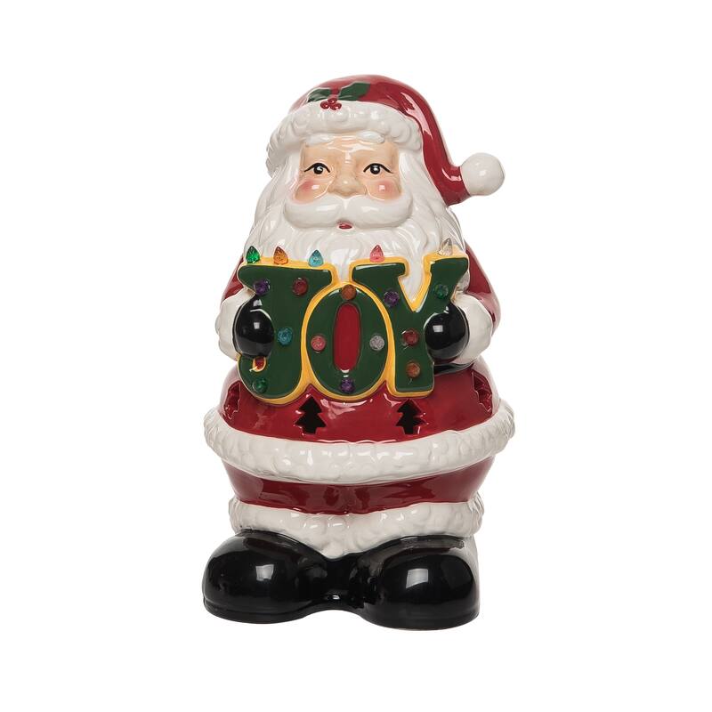 Transpac Ceramic 10.25 in. Multicolor Christmas Light Up Joyous Santa