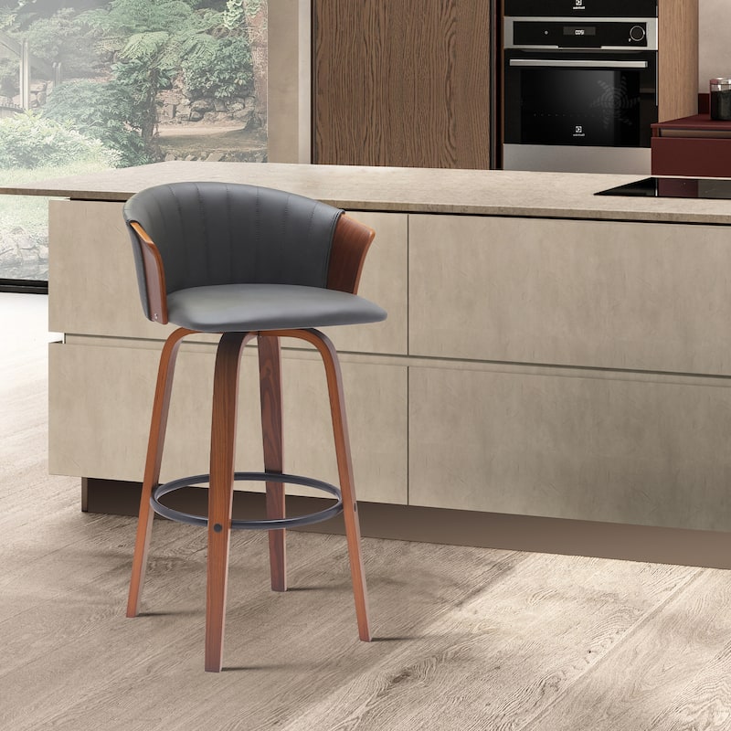 Diana Upholstered Wood Bar or Counter Height Swivel Stool