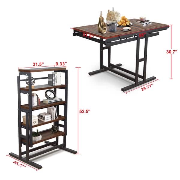 Conversion Solid Wood Table Shelf Folding Table with Convert Shelf