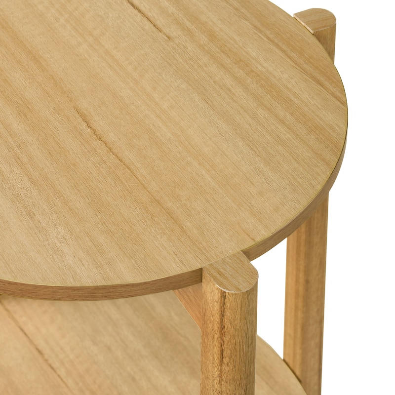 Furniture of America Rovion 2-Piece Round Wood Coffee Table Set with Open Bottom Shelf