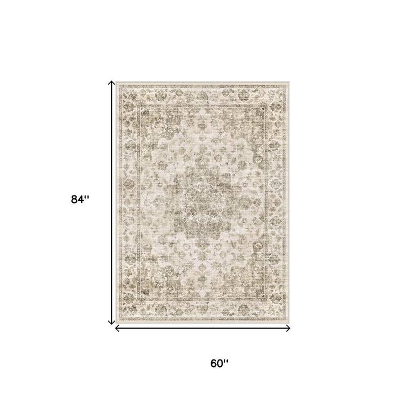 HomeRoots Floral Medallion Traditional Rectangle Area Rug