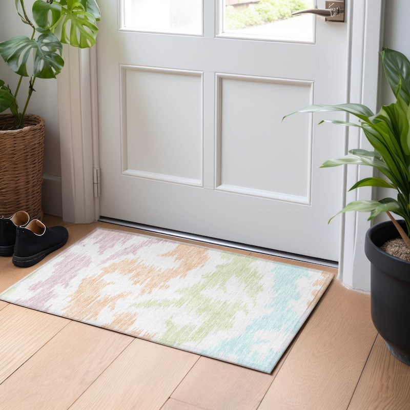 Premium Washable Super Soft Modern Chic Mayfield Rug - White - 1' 8" x 2' 6" - Rectangle