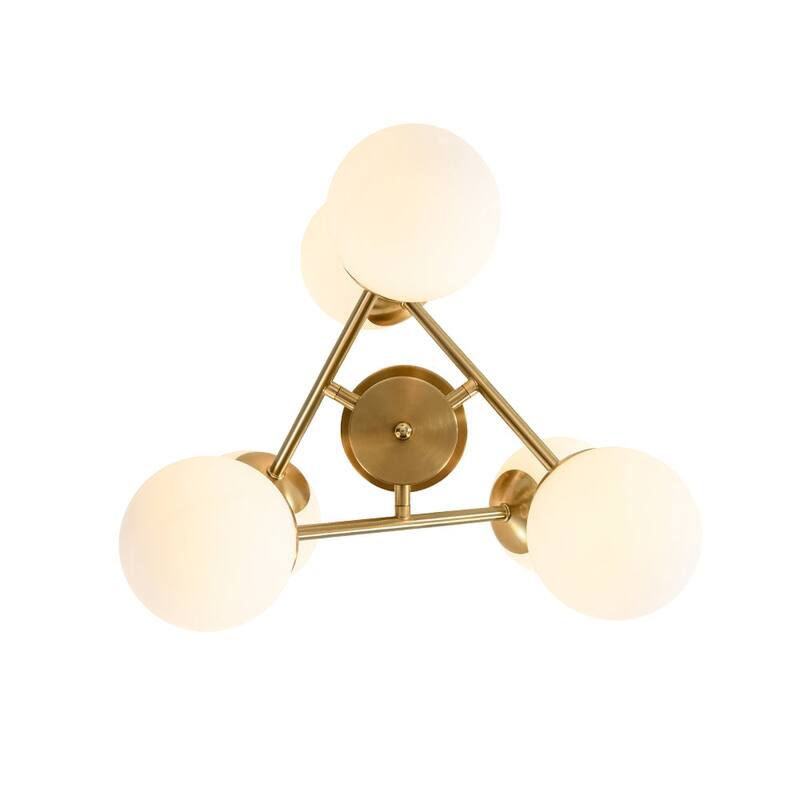 6-Light Milky White Glass Globe Sputnik Bubble Semi Flush Mount