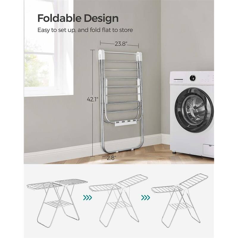 Modern Stainless Steel Clothes Drying Rack with Sock Clips