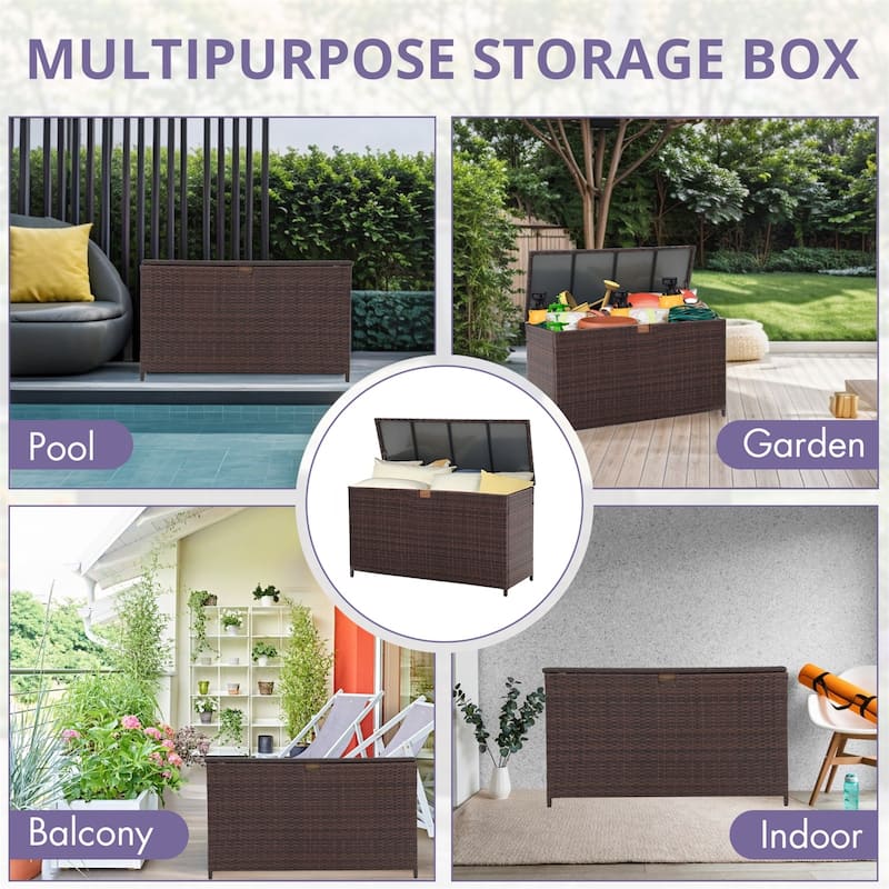 120 Gallon Waterproof Large Resin Deck Box Indoor Outdoor Lockable Storage Container for Patio Furniture, Toys and Garden Tools