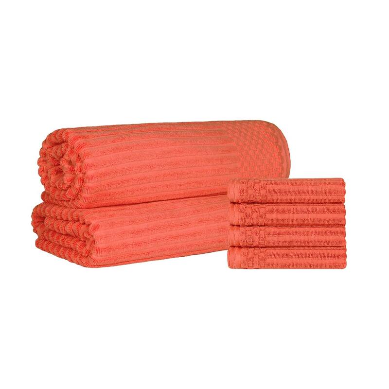 Ribbed Cotton Absorbent Heavyweight Hand Towel and Bath Sheet Set by Superior