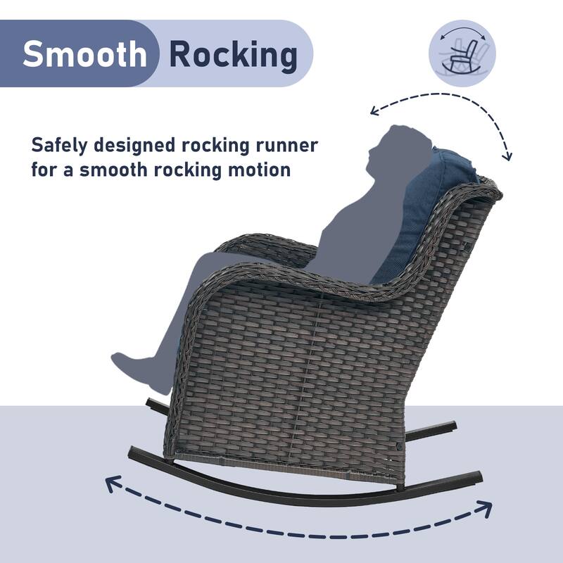 Patio Rocking Chair with Coffee Table Outdoor Rocking Chairs Set of 3
